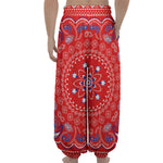 Red Blue And White Bandana Print Lantern Pants