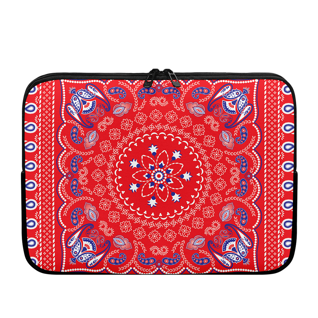 Red Blue And White Bandana Print Laptop Sleeve
