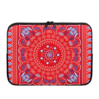 Red Blue And White Bandana Print Laptop Sleeve
