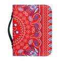 Red Blue And White Bandana Print Leather Bible Cover