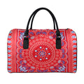 Red Blue And White Bandana Print Leather Duffel Bag