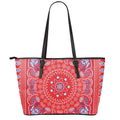 Red Blue And White Bandana Print Leather Tote Bag With Zipper