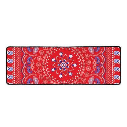 Red Blue And White Bandana Print Long Kitchen Mat