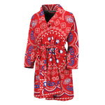 Red Blue And White Bandana Print Men's Bathrobe