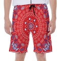 Red Blue And White Bandana Print Men's Beach Shorts