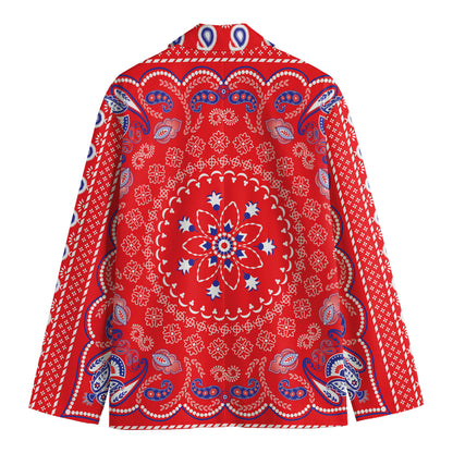 Red Blue And White Bandana Print Men's Blazer