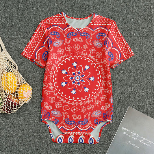 Red Blue And White Bandana Print Men's Bodysuit