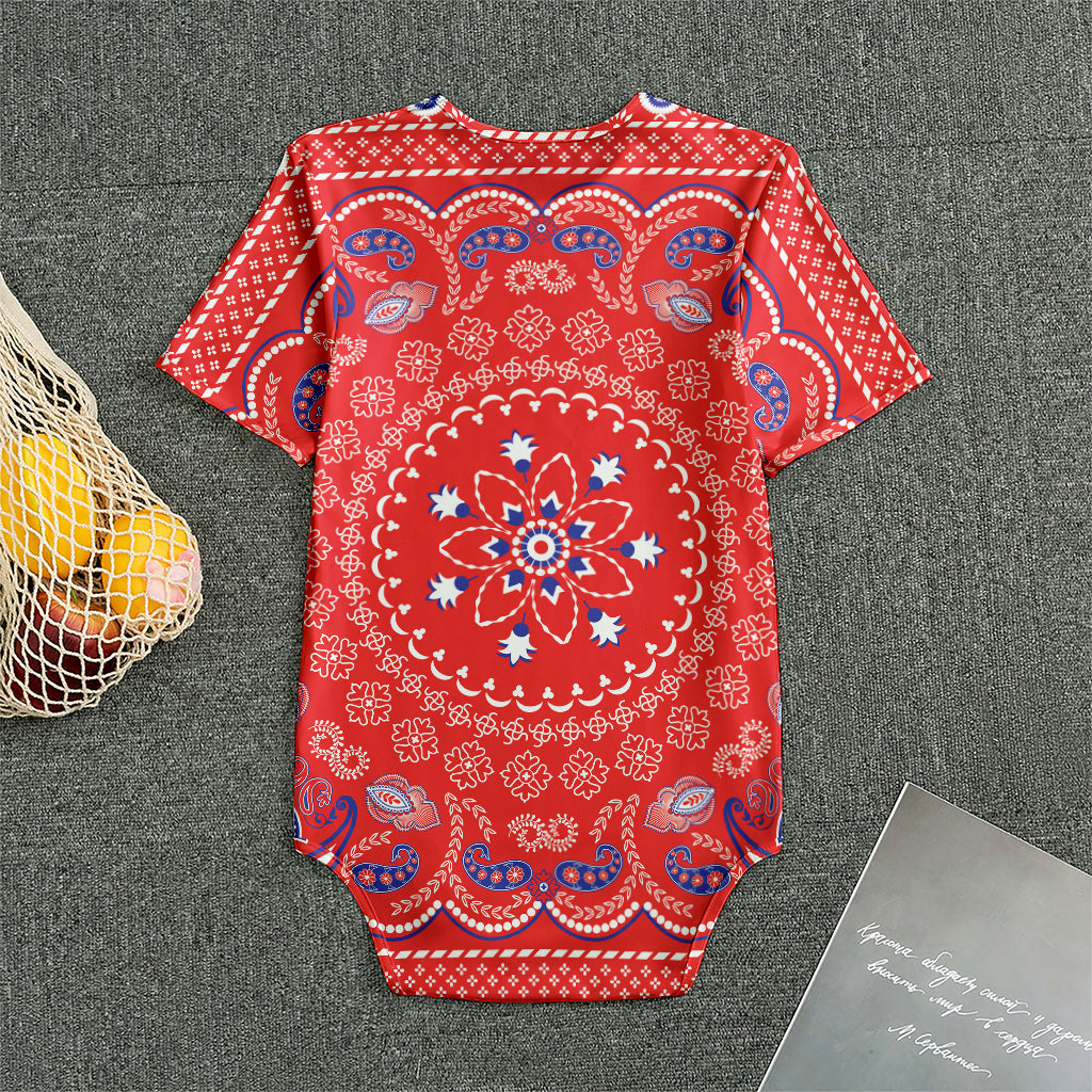 Red Blue And White Bandana Print Men's Bodysuit