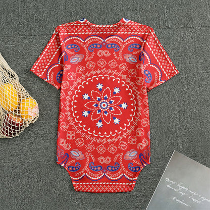 Red Blue And White Bandana Print Men's Bodysuit