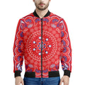 Red Blue And White Bandana Print Men's Bomber Jacket