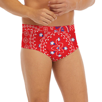 Red Blue And White Bandana Print Men's Briefs