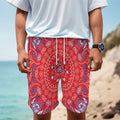Red Blue And White Bandana Print Men's Cargo Shorts