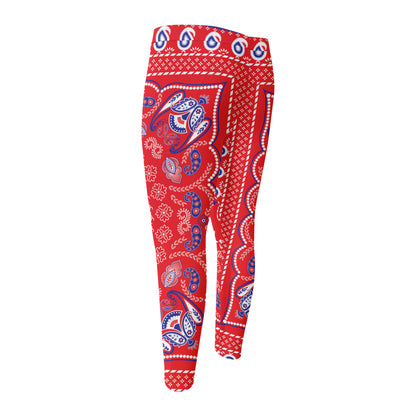 Red Blue And White Bandana Print Men's Compression Pants