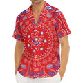 Red Blue And White Bandana Print Men's Deep V-Neck Shirt