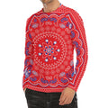 Red Blue And White Bandana Print Men's Long Sleeve Rash Guard