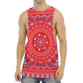 Red Blue And White Bandana Print Men's Muscle Tank Top