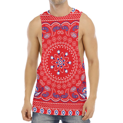 Red Blue And White Bandana Print Men's Muscle Tank Top