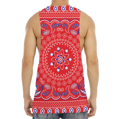 Red Blue And White Bandana Print Men's Muscle Tank Top