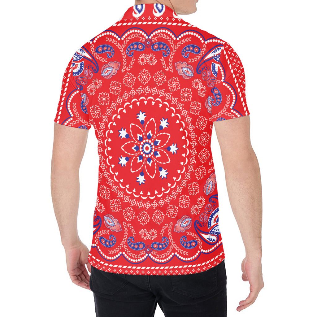 Red Blue And White Bandana Print Men's Shirt