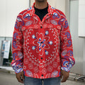 Red Blue And White Bandana Print Men's Shirt Jacket