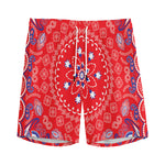 Red Blue And White Bandana Print Men's Sports Shorts