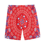 Red Blue And White Bandana Print Men's Sports Shorts