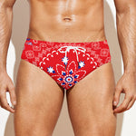 Red Blue And White Bandana Print Men's Swim Briefs