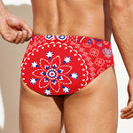 Red Blue And White Bandana Print Men's Swim Briefs