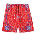Red Blue And White Bandana Print Men's Swim Trunks