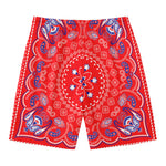 Red Blue And White Bandana Print Men's Swim Trunks
