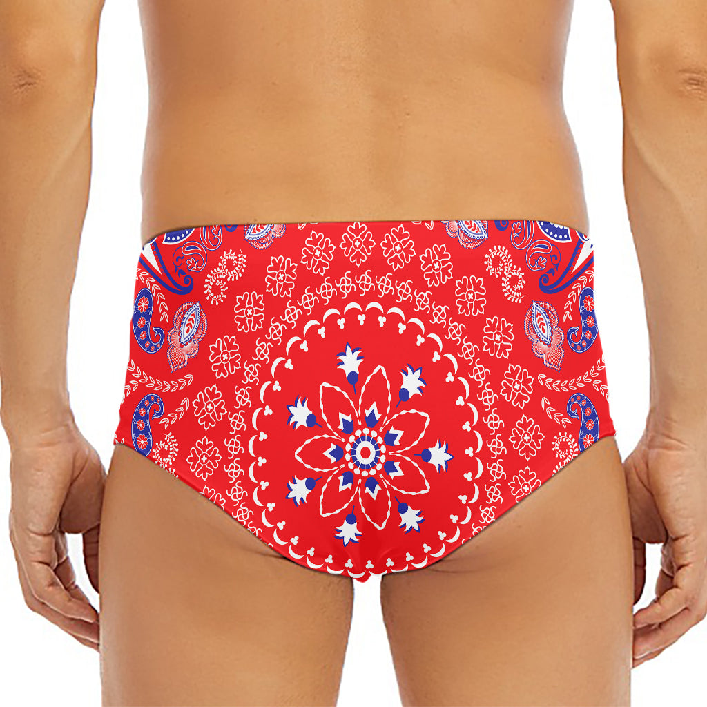 Red Blue And White Bandana Print Men's Triangle Swim Briefs