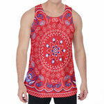Red Blue And White Bandana Print Men's Velvet Tank Top