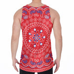 Red Blue And White Bandana Print Men's Velvet Tank Top