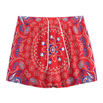 Red Blue And White Bandana Print Mesh Shorts