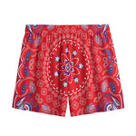 Red Blue And White Bandana Print Mesh Shorts