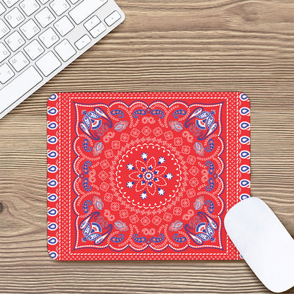Red Blue And White Bandana Print Mouse Pad