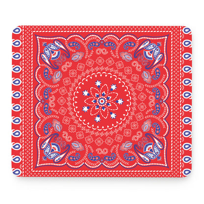 Red Blue And White Bandana Print Mouse Pad