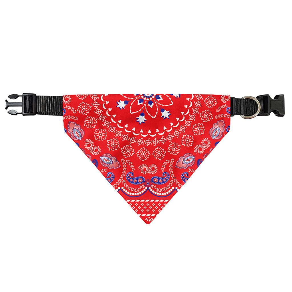 Red Blue And White Bandana Print Over The Collar Dog Bandana