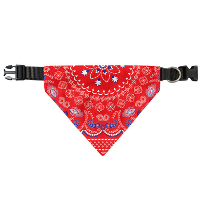 Red Blue And White Bandana Print Over The Collar Dog Bandana