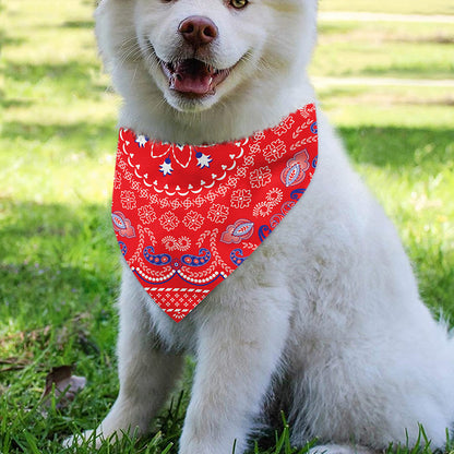 Red Blue And White Bandana Print Over The Collar Dog Bandana