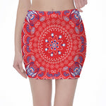 Red Blue And White Bandana Print Pencil Mini Skirt