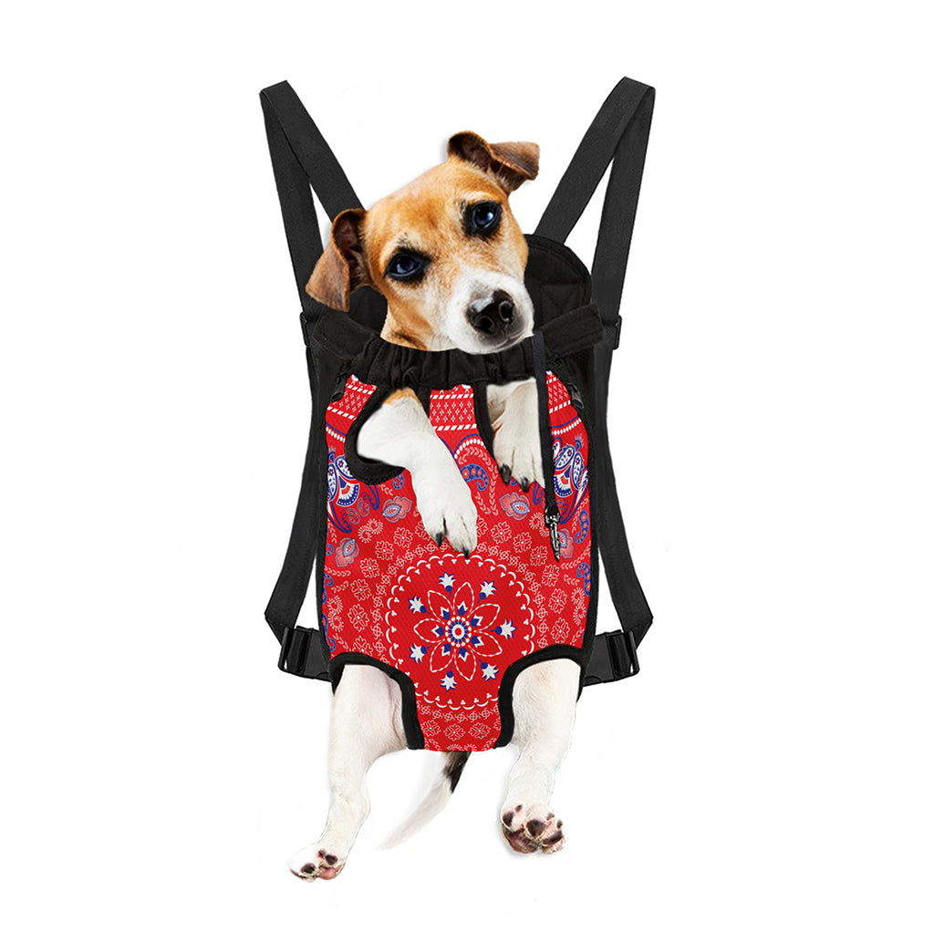 Red Blue And White Bandana Print Pet Carrier Backpack
