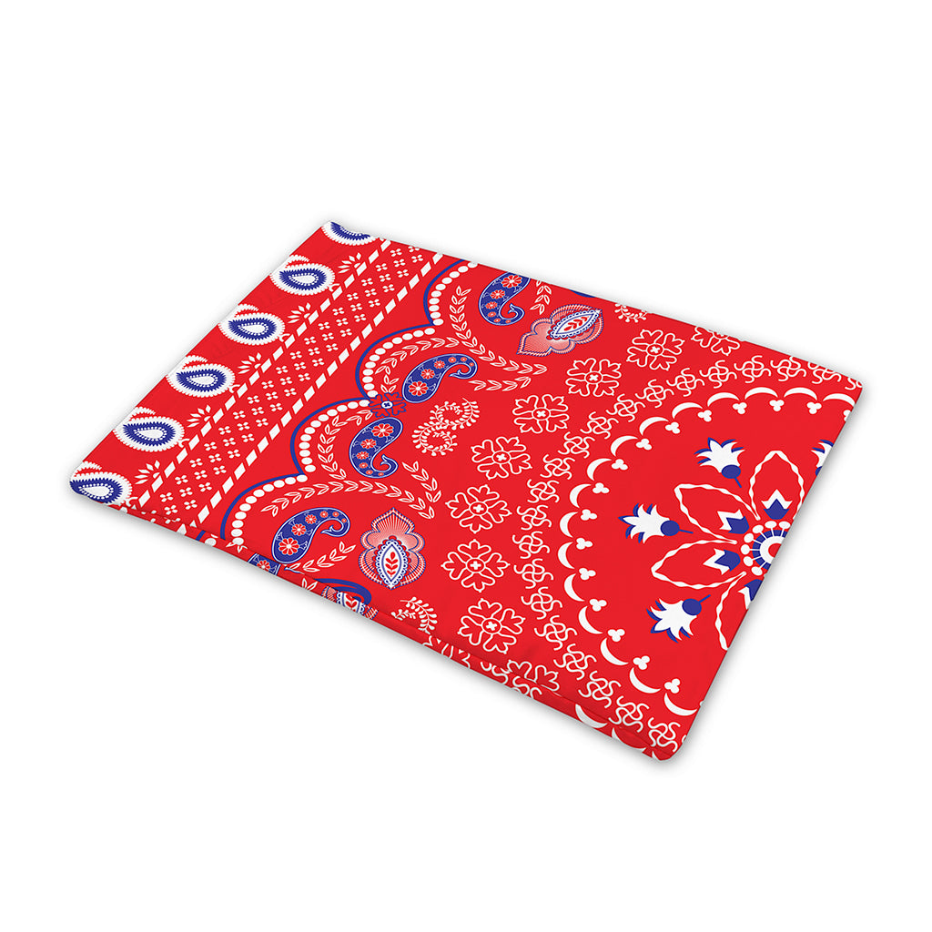 Red Blue And White Bandana Print Pet Cooling Mat Cover