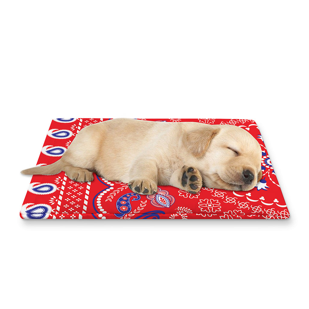 Red Blue And White Bandana Print Pet Cooling Mat Cover