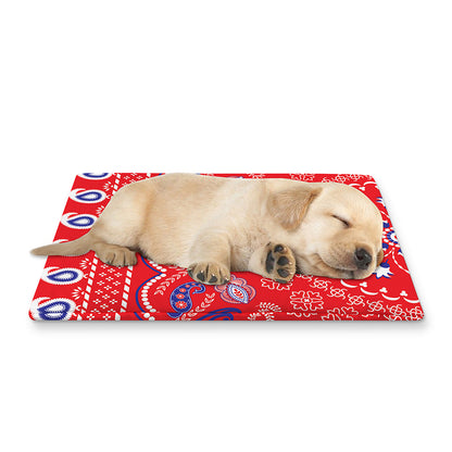 Red Blue And White Bandana Print Pet Cooling Mat Cover