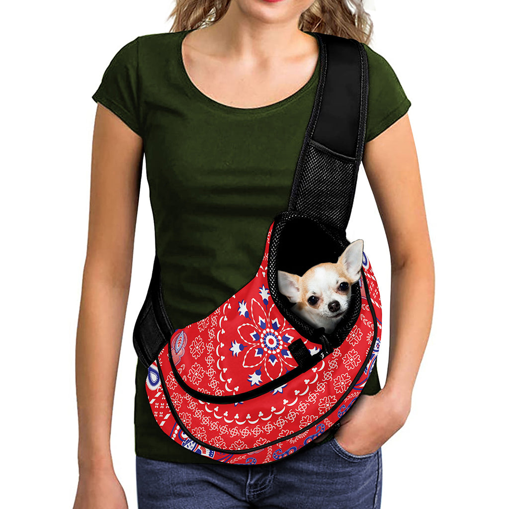Red Blue And White Bandana Print Pet Sling Carrier