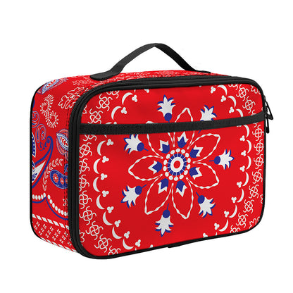 Red Blue And White Bandana Print Portable Lunch Bag