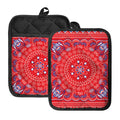 Red Blue And White Bandana Print Pot Holders With Pocket
