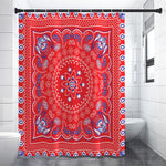 Red Blue And White Bandana Print Premium Shower Curtain
