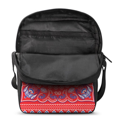 Red Blue And White Bandana Print Rectangular Crossbody Bag
